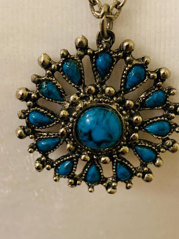 Vintage Turquoise Native American Style Medallion… - image 8