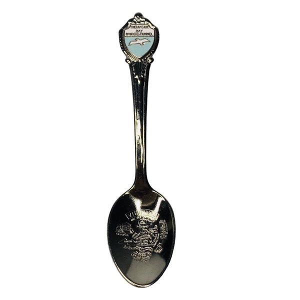 Chesapeake Bay Bridge Tunnel Souvenir Collector Tea Spoon, Silver Plated
