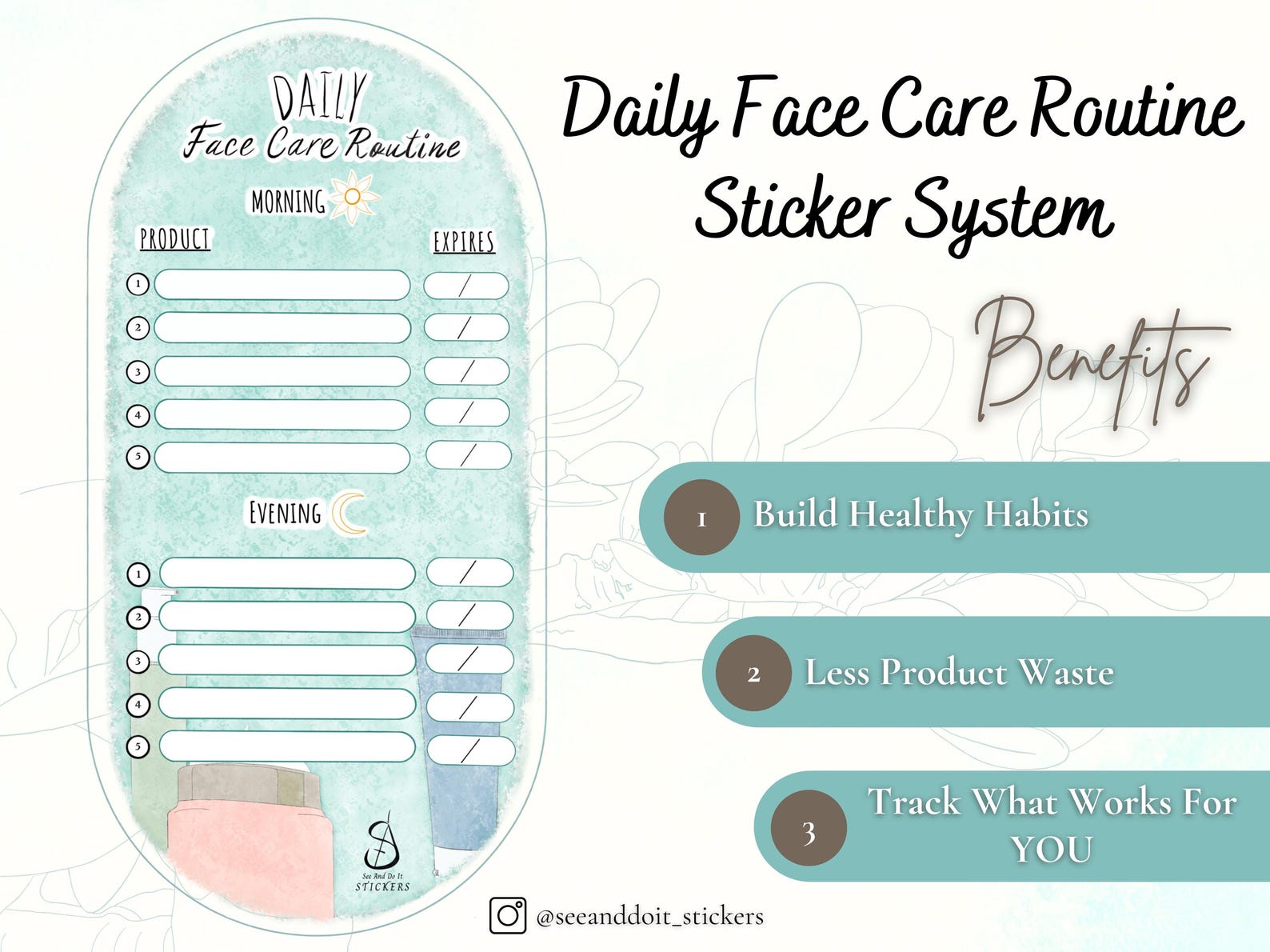 Daily Face Care Routine Sticker System - Etsy