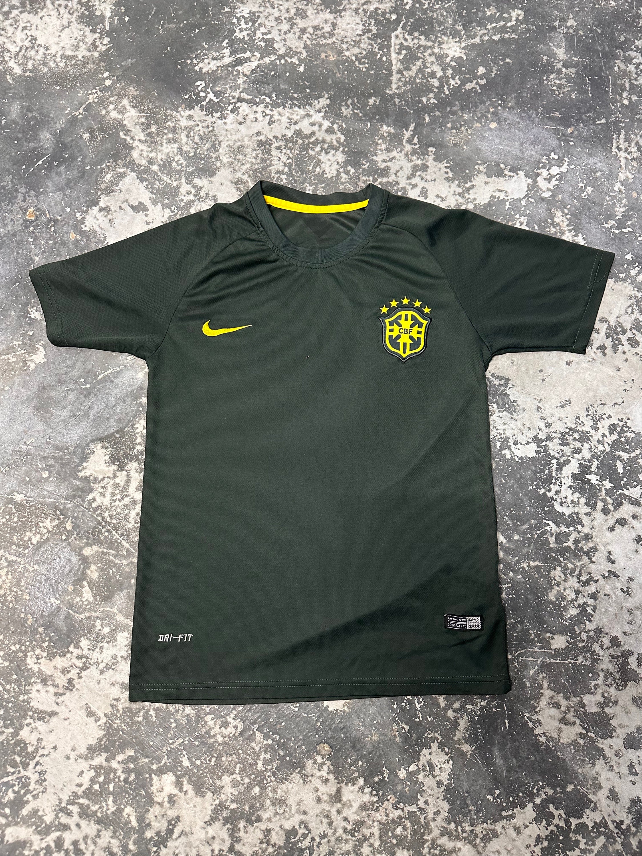 Vintage Brazil Away football shirt 2014 - 2015 Green Color Size s 