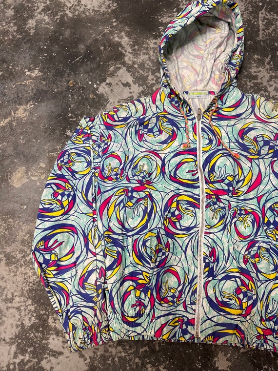 Vintage 90s Oneill Abstract Overprint Hooded Ligh… - image 2