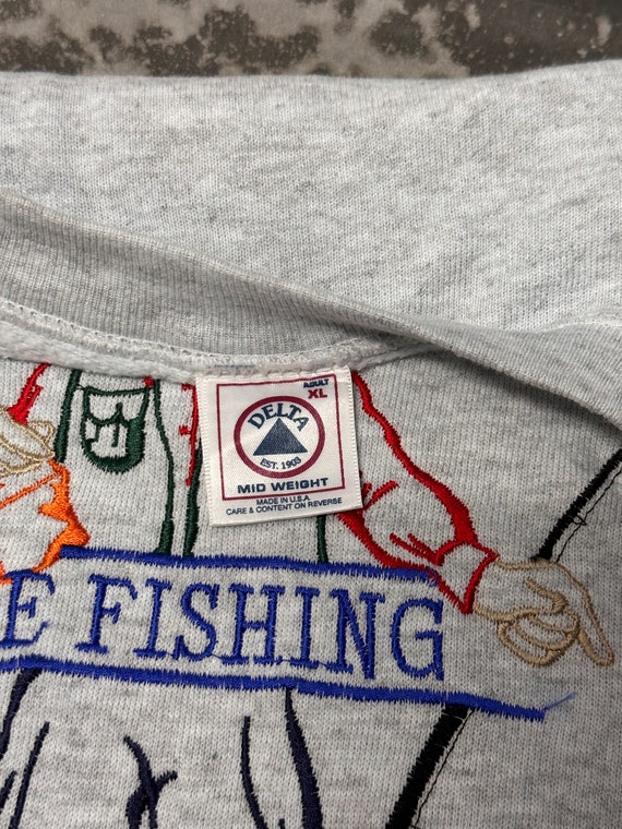 Vintage 90s Gone Fishing Sweatshirts Vintage Fish Pullover Gone Fishing Vintage Jumper Fishing Crewneck Green x Large Grey Color
