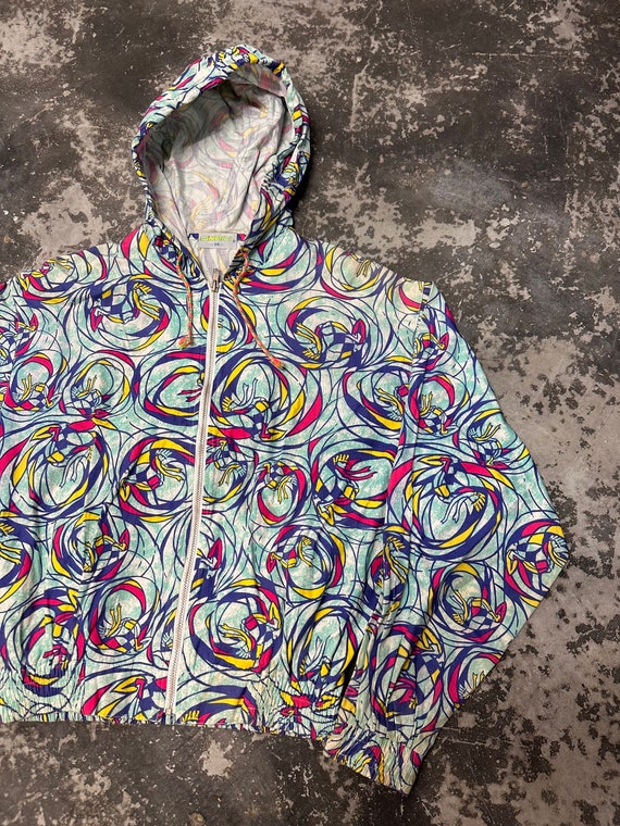 Vintage 90s Oneill Abstract Overprint Hooded Ligh… - image 3
