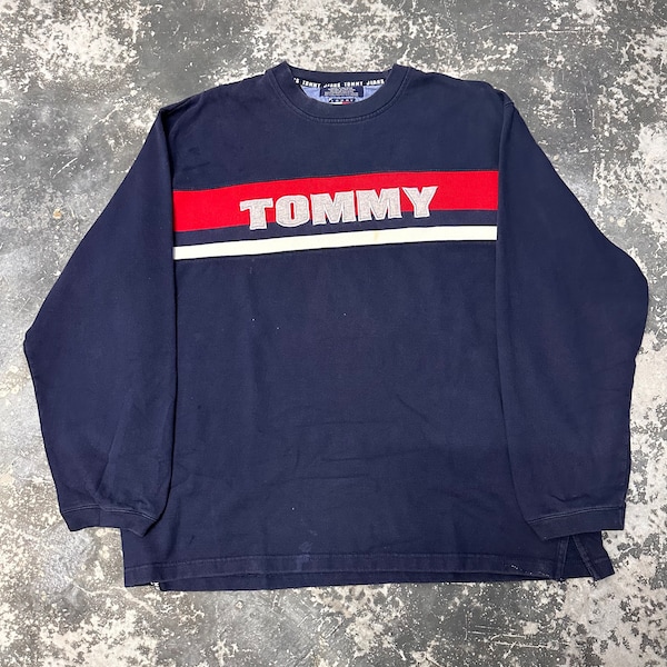 Vintage 90s Tommy Hilfiger Sweatshirt Tommy Hilfiger crewneck Tommy Hilfiger Sweater Pullover Tommy Hilfiger Embroidery Spell out Logo L