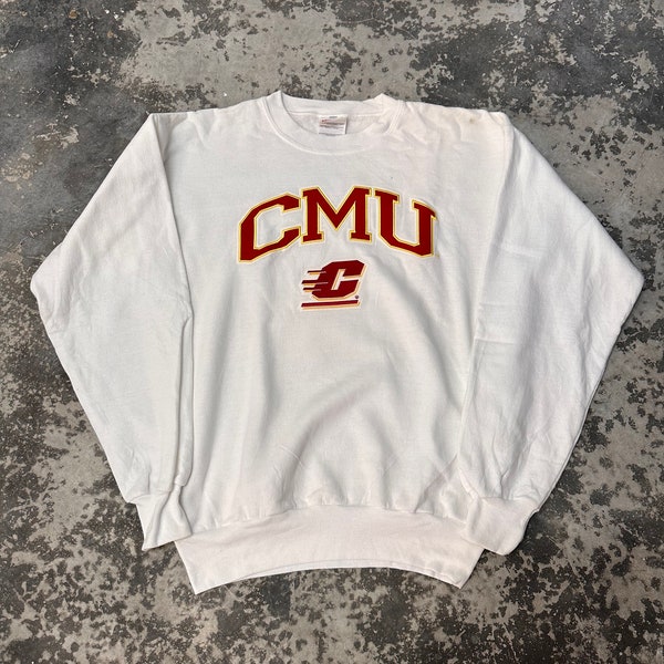 Vintage Carnegie Mellon University CMU Sweatshirt  Cmu Carnegie Mellon Embroidered Crewneck Cmu Usa white Sweater