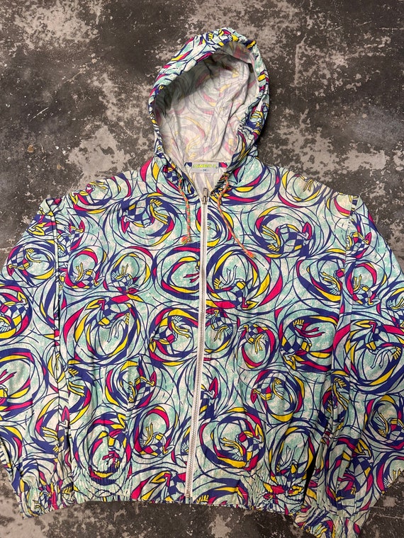 Vintage 90s Oneill Abstract Overprint Hooded Ligh… - image 4