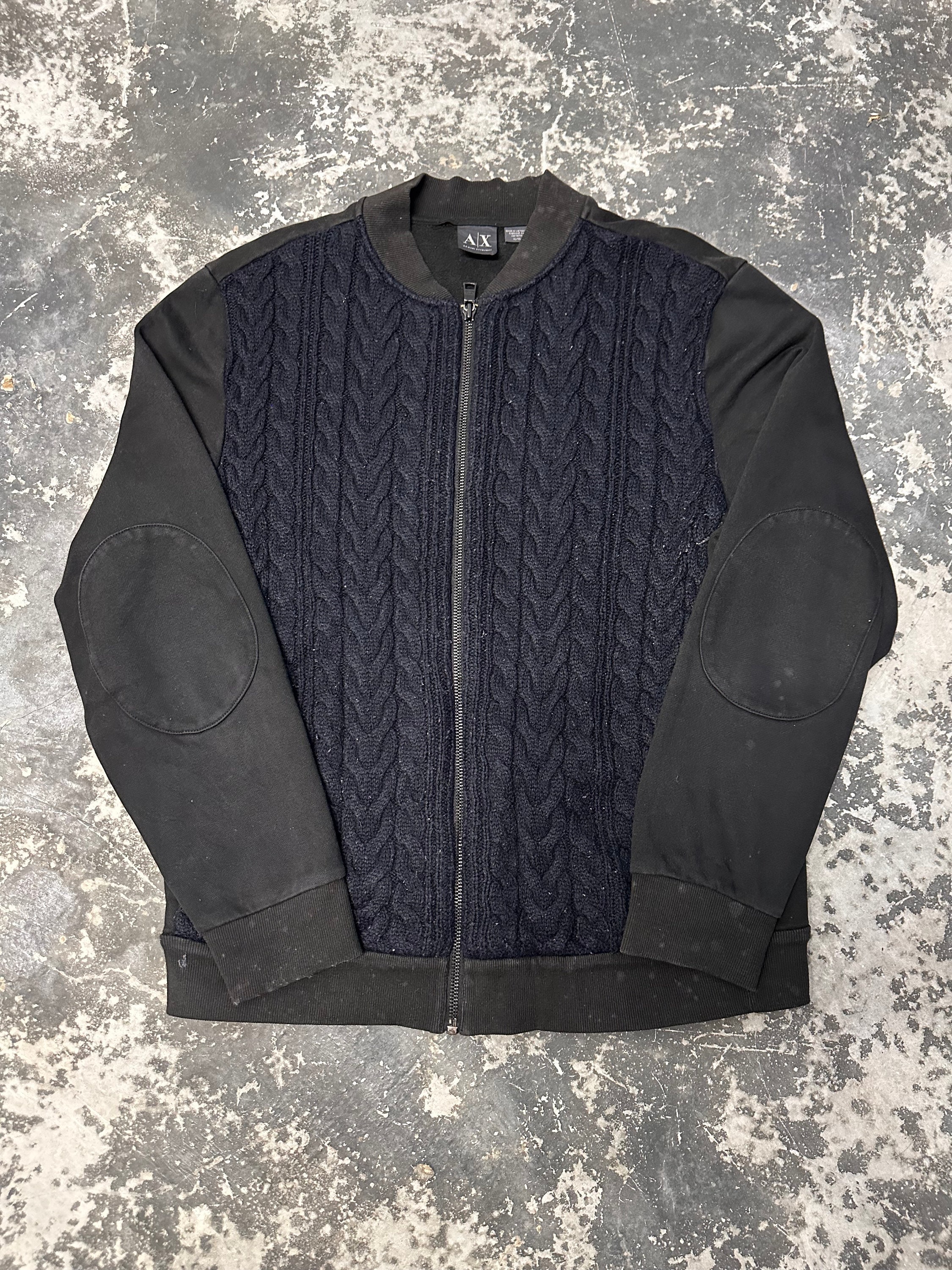 Vintage Armani Exchange Men Cable Knit Sweater Zip Jacket Vintage Armani Exchange Men Cable Knit Sweater Zip Jacket