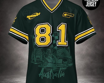 Oscar Racing Jersey Australian Landmarks Green & Gold Inspired Performance Mesh Streetwear Sports Top