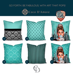 Turquoise Throw Pillow Cover: Polyester Cushion (Cover Only)