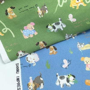 Cute Dog Fabric Cartoon Fabric Animal fabric By Half Yard 100% Cotton Fabric