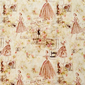 Beautiful Fabric Vintage Woman Fabric Lady Fabric Cotton Fabric By Half Yard