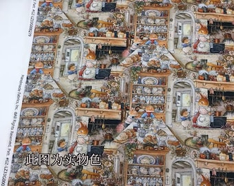 Vintage Retro Cute Fabric 100% Cotton Fabric Animal Toy fabric By Half Yard