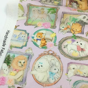 Vintage Retro süßer Katzen Stoff Baumwollstoff Tierstoff von Half Yard Hase,Pferd,Bär,Hund,Tige