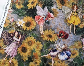 Vintage Retro Flower Fairy Fabric Cotton Fabric floral fabric By Half Yard