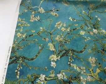 Beautiful Flower Fabric Oil Painting Floral Fabric Flowers Cotton Fabric almond blossom fabrics By Half Yard