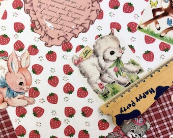 Vintage Retro Cute Fabric 100% Cotton Fabric Animal Toy fabric By Half Yard Dog Cat Rabbit