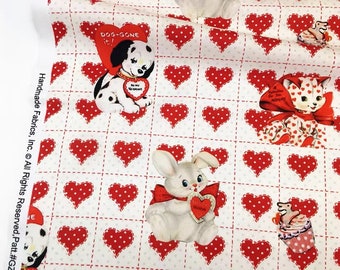Vintage Retro Cute Fabric Cotton Fabric Animal Toy fabric By Half Yard Dog Cat Rabbit