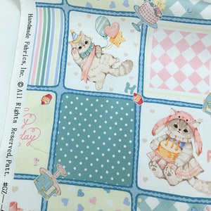 Vintage Retro Cute Fabric Cotton Fabric Animal Toy fabric By Half Yard Plaid Dot Cat