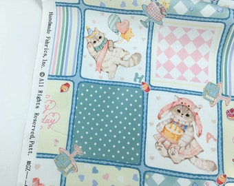 Vintage Retro Cute Fabric Cotton Fabric Animal Toy fabric By Half Yard Plaid Dot Cat