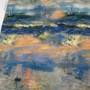 Beautiful Fabric Vintage Fabric painting Fabric Cotton Fabric By Half Yard Impression Sunrise Monet