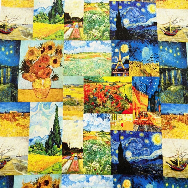 Beautiful Fabric Vintage Fabric World famous paintings Fabric Cotton Fabric By Half Yard