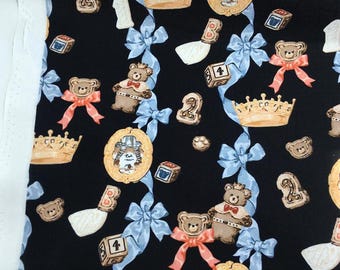 Vintage Retro Cute bow Fabric Cotton Fabric Animal Toy fabric Bear Fabric By Half Yard