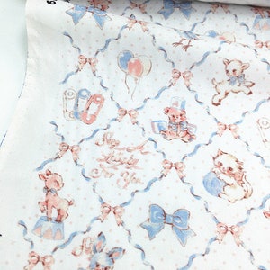 Vintage Retro Cute bow Fabric Cotton Fabric Animal Toy fabric sheep Fabric By Half Yard