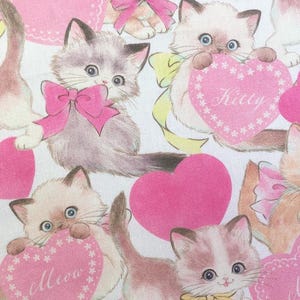 Cute Fabric Love Cat Fabric Animal Kittens fabric 100% Cotton Fabric By Half Yard
