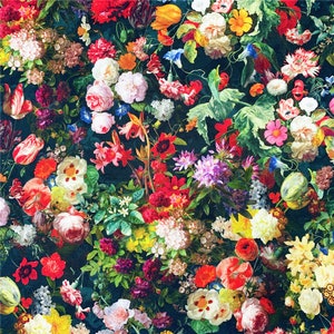 Hermosa tela de flores Tela floral Flores Tela de algodón Telas por media yarda