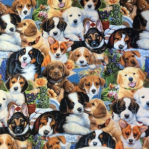 Cute Dog Fabric Cartoon Fabric Animal fabric By Half Yard 100% Cotton Fabric