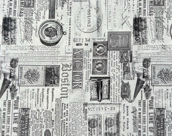 Beautiful Fabric Vintage Newspaper Fabric Retro Fabric Cotton Fabric By Half Yard