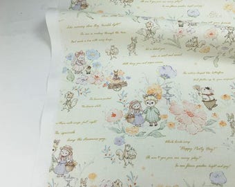 Vintage Retro Cute Fabric Cotton Fabric Animal Toy fabric By Half Yard Squirrel, pig, mouse,rabbit