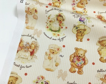 Vintage Retro Cute Bear Fabric Cotton Fabric Animal Toy fabric Bear Fabric By Half Yard