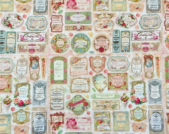 Beautiful Fabric Vintage Fabric Junk Journal Fabric Cotton Fabric By Half Yard