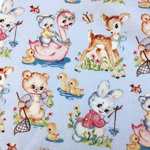 Vintage Retro Cute Fabric Cotton Fabric Animal Toy fabric By Half Yard Flower Floral Bear
