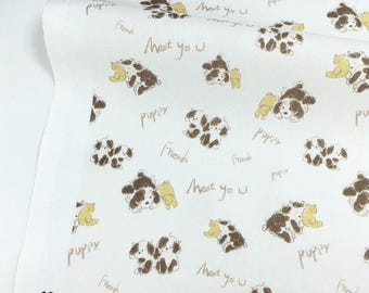 かわいい犬の生地、漫画柄の生地、動物柄の生地（ハーフヤード単位）、綿100％生地
