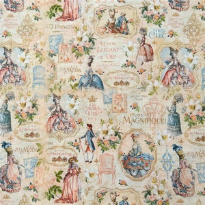 Beautiful Fabric Vintage Woman Fabric Lady Fabric Cotton Fabric By Half Yard
