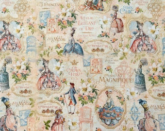 Beautiful Fabric Vintage Woman Fabric Lady Fabric Cotton Fabric By Half Yard