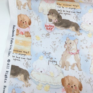 Tecido de cachorro fofo Tecido de desenho animado Tecido animal Por meia jarda Tecido 100% algodão