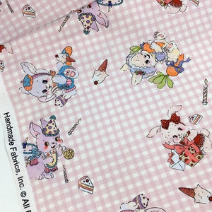 Vintage Retro Cute Fabric Cotton Fabric Animal Toy fabric By Half Yard Dog Cat Rabbit