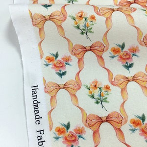 Flower Fabric Floral Fabric Bow Flowers Fabric 100% Cotton fabric By Half Yard