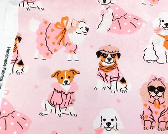 かわいい犬の生地、漫画柄の生地、動物柄の生地、ハーフヤード単位の綿生地