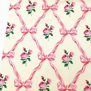 Flower Fabric Floral Fabric Bow Flowers Fabric Cotton fabric By Half Yard