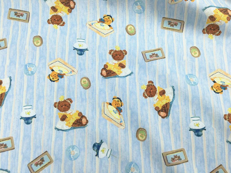 Vintage Retro Cute bow Fabric Cotton Fabric Animal Toy fabric Bear Fabric By Half Yard