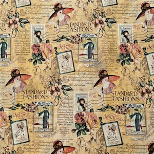 Beautiful Fabric Vintage Woman Fabric Lady Fabric Cotton Fabric By Half Yard