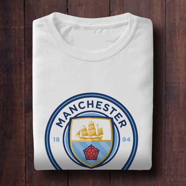 Manchester City T-Shirt For Champions League. Soccer/Football Fan Unisex Shirt. Manchester City Shirt For Her Him