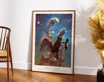 Iconic NASA Pillars of Creation Hubble Telescope Space Photo for Moody Home Decor