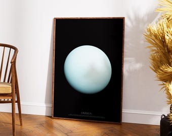 Print planeet Uranus: lichtblauwe ijsreus, Voyager 2 Space Art