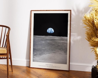 NASA Earthrise Apollo 8 Mission Poster vom Mond aus gesehen