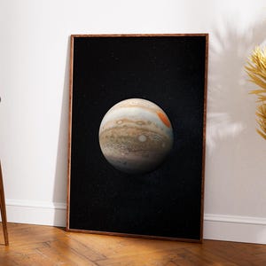 Jupiter Red Spot NASA Poster | Swirling Cloud Bands Celestial Art